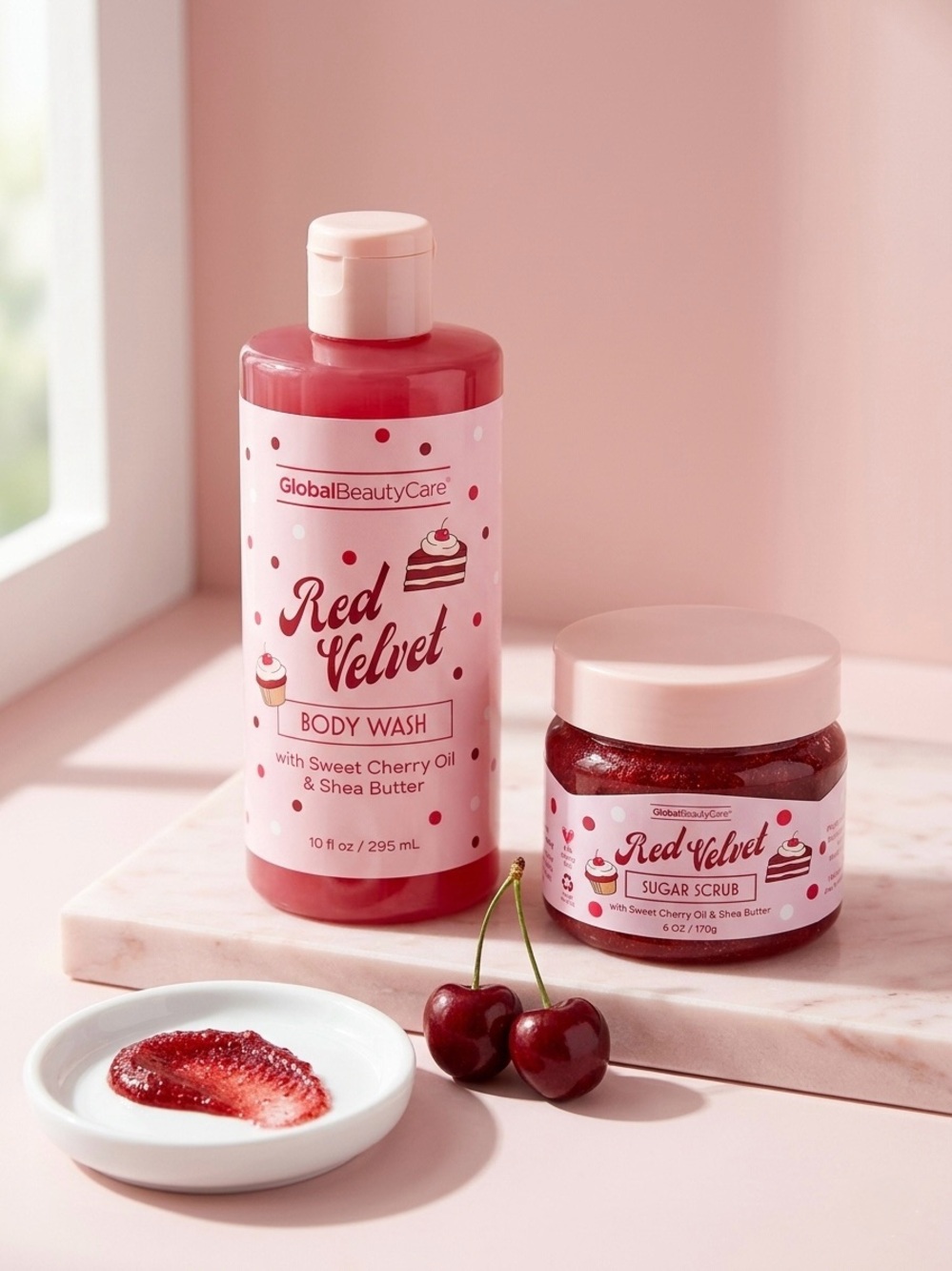 Red Velvet Body Wash & Scrub- Cherry Oil $ Shea Butter